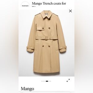 NWT, Mango Women’s Belted Classic Trench Coat w.Belt, Beige, Small